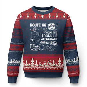 Route Highway 66 100th Anniversary Ugly Christmas Sweater The Mother Road Centennial TS12 Navy Red Print Your Wear