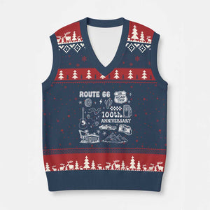 Route Highway 66 100th Anniversary V-Neck Knit Sweater Vest The Mother Road Centennial TS12 Navy Red Print Your Wear