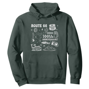 Route Highway 66 100th Anniversary Hoodie The Mother Road Centennial TS12 Dark Forest Green Print Your Wear