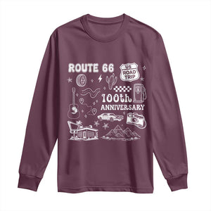 Route Highway 66 100th Anniversary Long Sleeve Shirt The Mother Road Centennial TS12 Maroon Print Your Wear