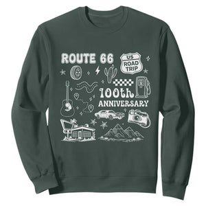 Route Highway 66 100th Anniversary Sweatshirt The Mother Road Centennial TS12 Dark Forest Green Print Your Wear