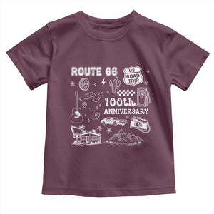 Route Highway 66 100th Anniversary Toddler T Shirt The Mother Road Centennial TS12 Maroon Print Your Wear