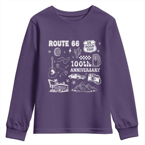Route Highway 66 100th Anniversary Youth Sweatshirt The Mother Road Centennial TS12 Purple Print Your Wear