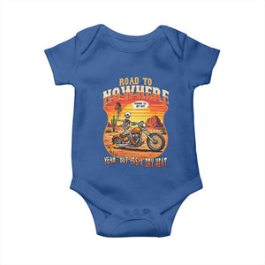 Funny Route Highway 66 Biker Skeleton Baby Onesie Road To Adventure TS12 Royal Blue Print Your Wear