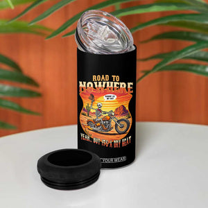 Funny Route Highway 66 Biker Skeleton 4 in 1 Can Cooler Tumbler Road To Adventure TS12 Print Your Wear