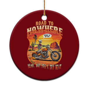 Funny Route Highway 66 Biker Skeleton Ceramic Ornament Road To Adventure