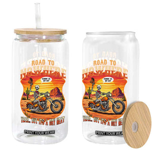 Funny Route Highway 66 Biker Skeleton Glass Can Road To Adventure TS12 Print Your Wear