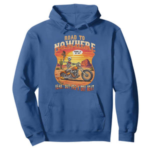 Funny Route Highway 66 Biker Skeleton Hoodie Road To Adventure TS12 Royal Blue Print Your Wear