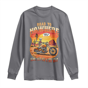 Funny Route Highway 66 Biker Skeleton Long Sleeve Shirt Road To Adventure TS12 Charcoal Print Your Wear
