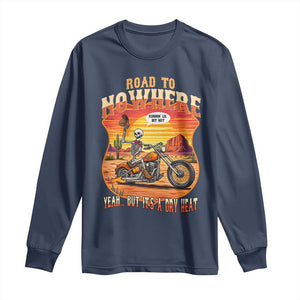 Funny Route Highway 66 Biker Skeleton Long Sleeve Shirt Road To Adventure TS12 Navy Print Your Wear