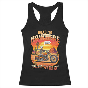 Funny Route Highway 66 Biker Skeleton Racerback Tank Top Road To Adventure