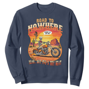 Funny Route Highway 66 Biker Skeleton Sweatshirt Road To Adventure TS12 Navy Print Your Wear