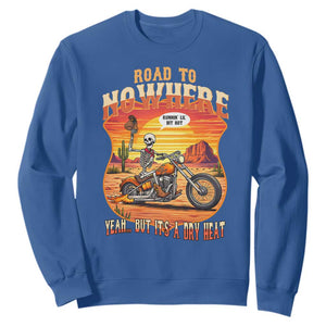 Funny Route Highway 66 Biker Skeleton Sweatshirt Road To Adventure TS12 Royal Blue Print Your Wear