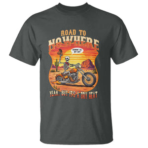 Funny Route Highway 66 Biker Skeleton T Shirt Road To Adventure TS12 Dark Heather Print Your Wear