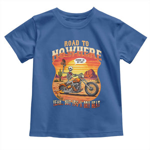 Funny Route Highway 66 Biker Skeleton Toddler T Shirt Road To Adventure TS12 Royal Blue Print Your Wear