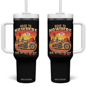 Funny Route Highway 66 Biker Skeleton Tumbler With Handle Road To Adventure TS12 One Size: 40 oz Black Print Your Wear