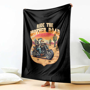 Funny Route Highway 66 Goose Biker Throw Blanket Ride The Mother Road