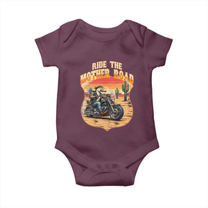 Funny Route Highway 66 Goose Biker Baby Onesie Ride The Mother Road TS12 Maroon Print Your Wear