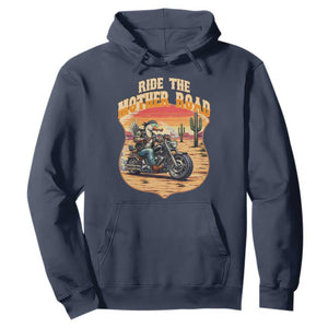 Funny Route Highway 66 Goose Biker Hoodie Ride The Mother Road