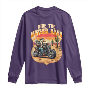 Funny Route Highway 66 Goose Biker Long Sleeve Shirt Ride The Mother Road