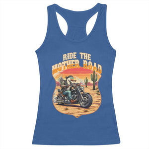 Funny Route Highway 66 Goose Biker Racerback Tank Top Ride The Mother Road TS12 Royal Blue Print Your Wear