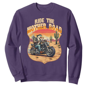 Funny Route Highway 66 Goose Biker Sweatshirt Ride The Mother Road TS12 Purple Print Your Wear