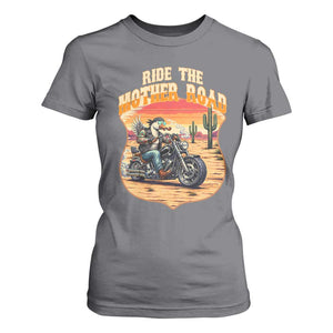 Funny Route Highway 66 Goose Biker T Shirt For Women Ride The Mother Road TS12 Charcoal Print Your Wear