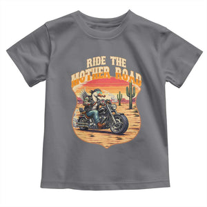 Funny Route Highway 66 Goose Biker Toddler T Shirt Ride The Mother Road TS12 Charcoal Print Your Wear