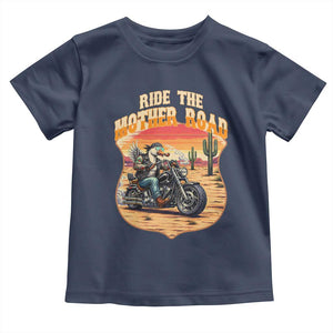 Funny Route Highway 66 Goose Biker Toddler T Shirt Ride The Mother Road TS12 Navy Print Your Wear