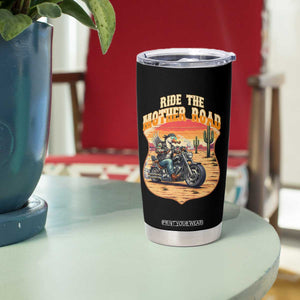 Funny Route Highway 66 Goose Biker Tumbler Cup Ride The Mother Road