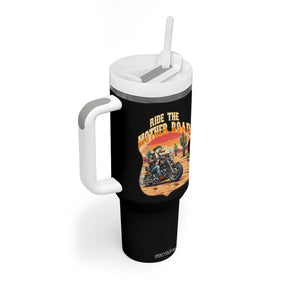 Funny Route Highway 66 Goose Biker Tumbler With Handle Ride The Mother Road TS12 Print Your Wear