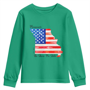 The Show Me State Est 1821 Youth Sweatshirt Proud Missourian Gift TS12 Irish Green Print Your Wear