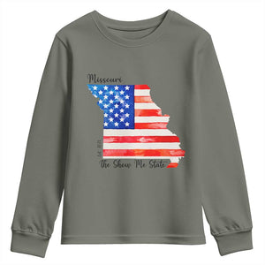 The Show Me State Est 1821 Youth Sweatshirt Proud Missourian Gift TS12 Military Green Print Your Wear
