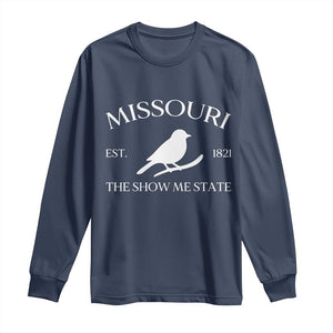 Vintage Blue Bird Missouri Long Sleeve Shirt The Show Me State Pride TS12 Navy Print Your Wear