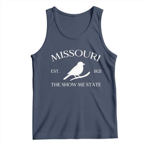 Vintage Blue Bird Missouri Tank Top The Show Me State Pride TS12 Navy Print Your Wear