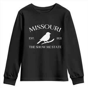 Vintage Blue Bird Missouri Youth Sweatshirt The Show Me State Pride TS12 Black Print Your Wear