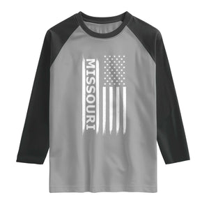 USA Flag Missouri State Pride Raglan Shirt Missourian Pride TS12 Sport Gray Black Print Your Wear