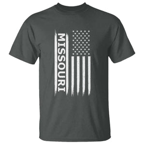 USA Flag Missouri State Pride T Shirt Missourian Pride TS12 Dark Heather Print Your Wear