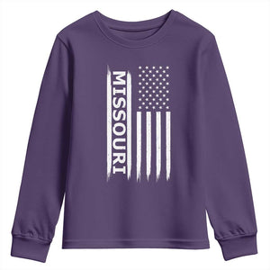USA Flag Missouri State Pride Youth Sweatshirt Missourian Pride TS12 Purple Print Your Wear