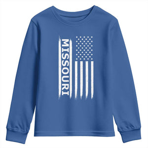 USA Flag Missouri State Pride Youth Sweatshirt Missourian Pride TS12 Royal Blue Print Your Wear