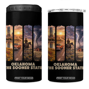 The Sooner State Pride 4 in 1 Can Cooler Tumbler Gift for Oklahomans TS12 One Size: 16 oz Black Print Your Wear