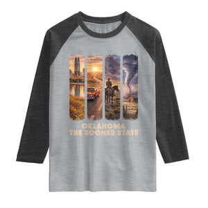 The Sooner State Pride Raglan Shirt Gift for Oklahomans TS12 Heather Gray Heather Charcoal Print Your Wear