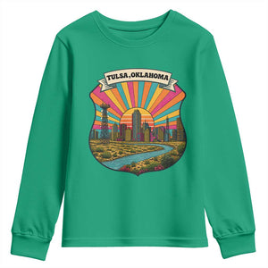 Route Highway 66 Tulsa Oklahoma Youth Sweatshirt Mother Road Travel Gift TS12 Irish Green Print Your Wear
