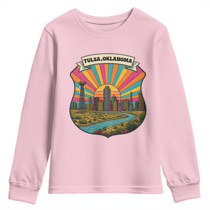 Route Highway 66 Tulsa Oklahoma Youth Sweatshirt Mother Road Travel Gift TS12 Light Pink Print Your Wear