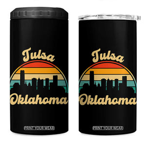 Vintage Tulsa Oklahoma Pride 4 in 1 Can Cooler Tumbler Proud Oklahoman Gift TS12 One Size: 16 oz Black Print Your Wear