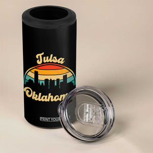 Vintage Tulsa Oklahoma Pride 4 in 1 Can Cooler Tumbler Proud Oklahoman Gift TS12 Print Your Wear