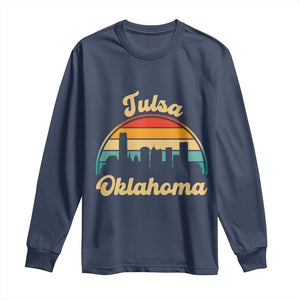 Vintage Tulsa Oklahoma Pride Long Sleeve Shirt Proud Oklahoman Gift TS12 Navy Print Your Wear