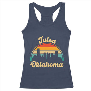 Vintage Tulsa Oklahoma Pride Racerback Tank Top Proud Oklahoman Gift TS12 Navy Print Your Wear