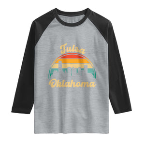 Vintage Tulsa Oklahoma Pride Raglan Shirt Proud Oklahoman Gift TS12 Heather Gray Black Print Your Wear