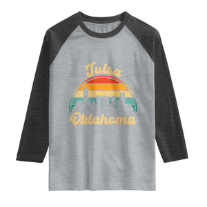 Vintage Tulsa Oklahoma Pride Raglan Shirt Proud Oklahoman Gift TS12 Heather Gray Heather Charcoal Print Your Wear